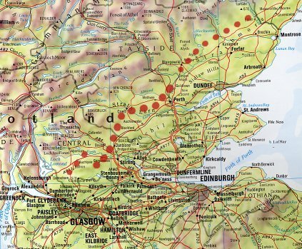 The Gask Ridge watch-towers plotted across Perthshire