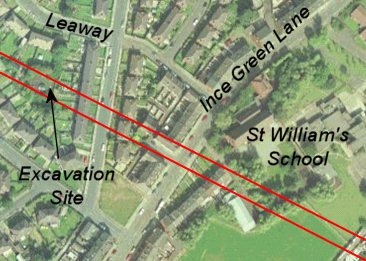 The Leaway excavation site on the line of the Roman road