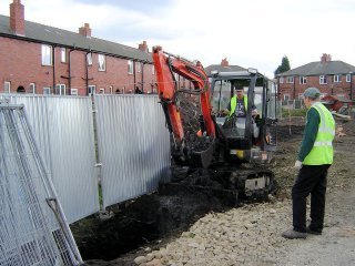 The digger opens the trench at Leaway