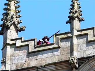 Royalist Militia Fire Muskets from the Tower
