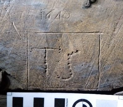 Graffiti dated 1640 cut into the stonework