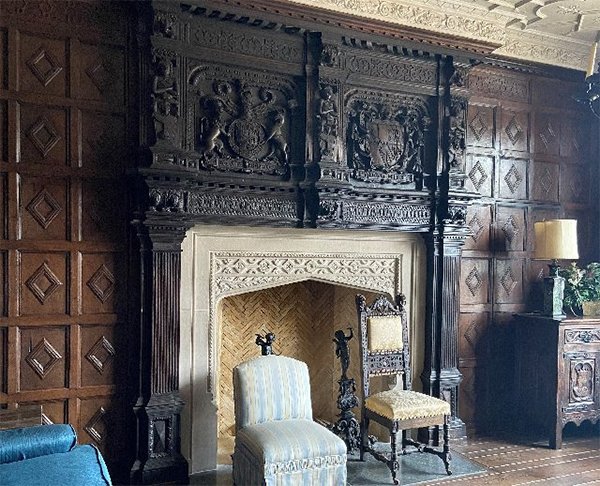 Fireplace with Walnut Panelling