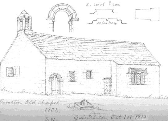 Grindleton Old Chapel, demolished in 1804, from an 1823 sketch