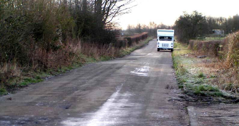 The lane past Shakerley: the suspected line of the Roman road