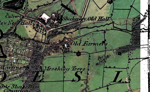 Shakerley Old Hall and Old Farmer's on the first edition Ordnance Survey map